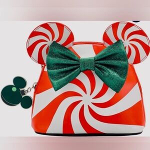 Bioworld Disney Minnie Mouse Peppermint Dome Crossbody Bag & matching Earrings